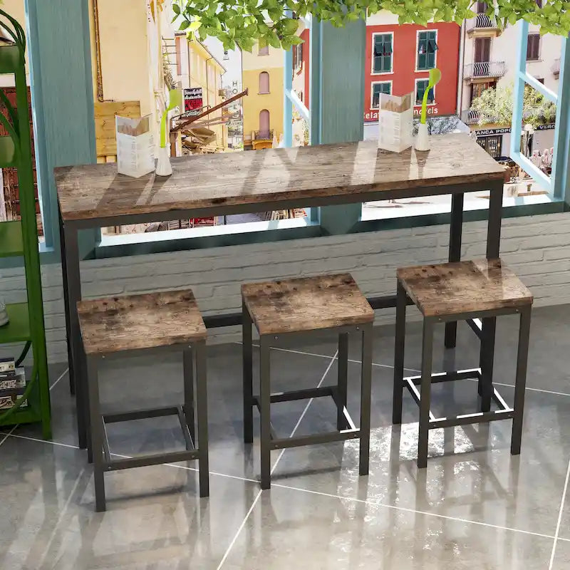 Pub Table Set with 3 Stools