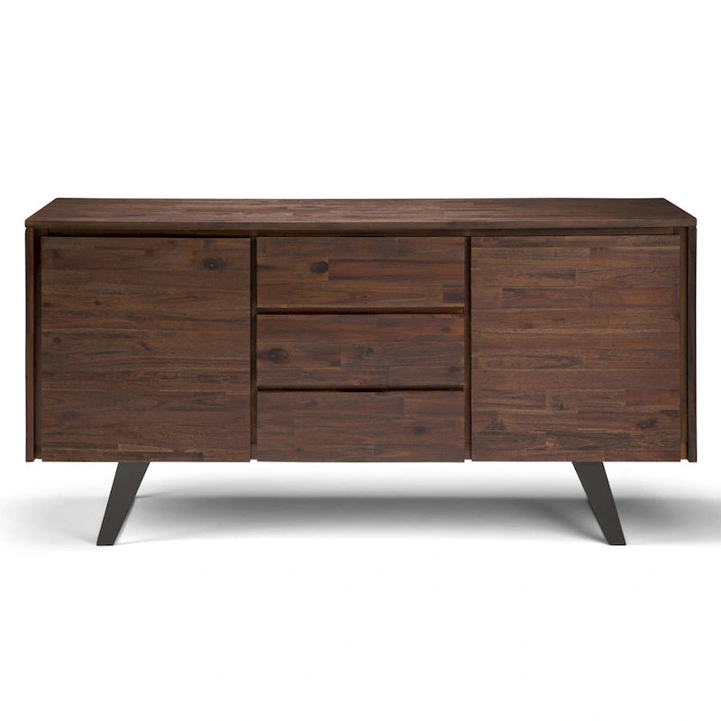 WYNDENHALL Mitchell Metal 60 inch Wide Rectangle Modern Industrial Sideboard Buffet in OAK WOOD - 60  x 17  x 30