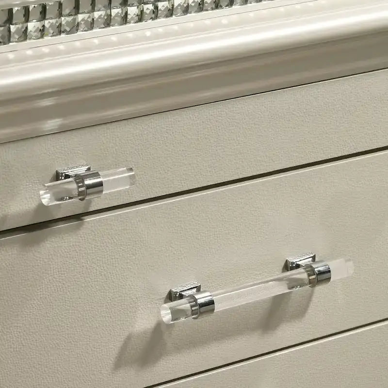 Xian Glam White Solid Wood 3-Piece Platform Bed with Nightstand and Dresser Set with LED by Furniture of America