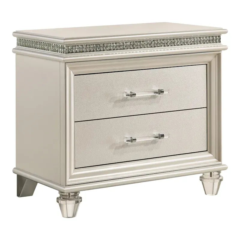 Xian Glam White Solid Wood 3-Piece Platform Bed with Nightstand and Dresser Set with LED by Furniture of America