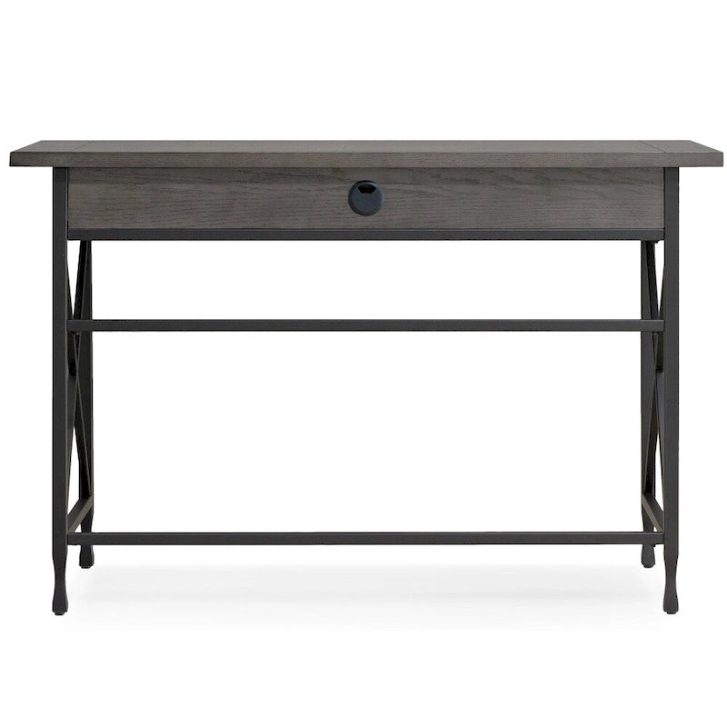 Grey 1 Drawer Metal and Wood Writing/Computer Desk