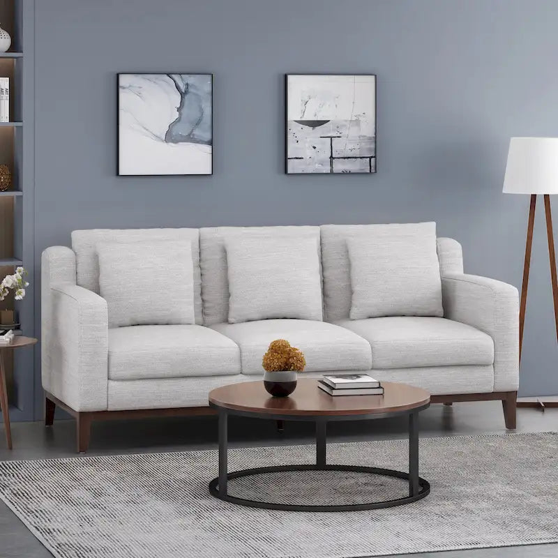 Elliston Fabric Contemporary 3-seater Sofa with Accent Pillows by Christopher Knight Home