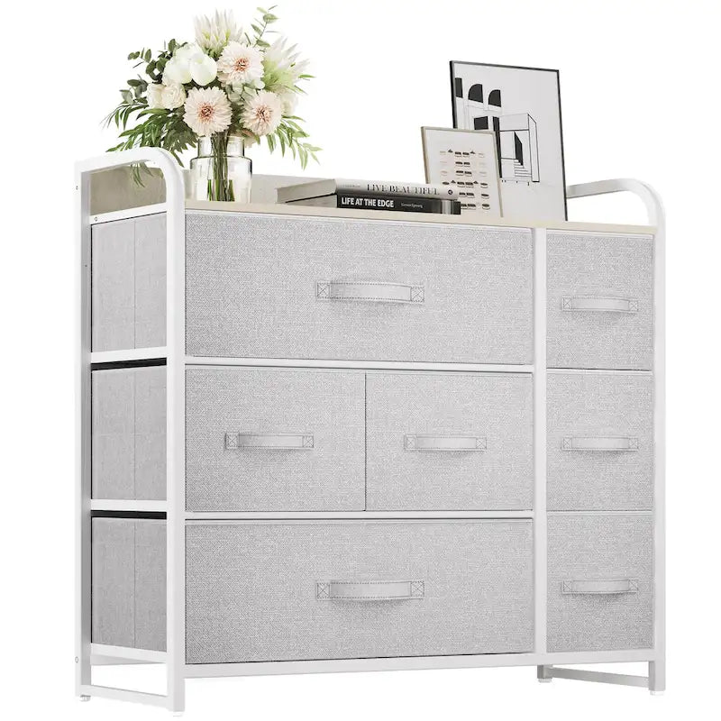 Multifunction 7 Drawers Furniture Storage Chest Grey 7-Drawer Dresser