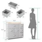 Multifunction 7 Drawers Furniture Storage Chest Grey 7-Drawer Dresser