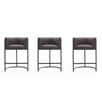Manhattan Comfort Cosmopolitan 33.8 in. Black Metal Counter Height Bar Stool (Set of 3)
