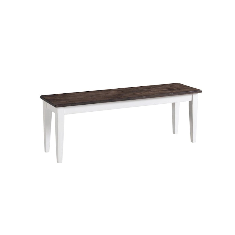 Kona Grey and White Backless Bench with Wood Seat