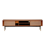Miriam 71  Media Stand in Brown with Natural Wicker