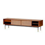 Miriam 71  Media Stand in Brown with Natural Wicker
