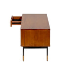 Miriam 71  Media Stand in Brown with Natural Wicker