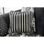 Dhumketu Traditional Black Fabric Semi-Firm Loveseat by Gracewood Hollow