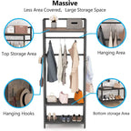 Freestanding Closet Organizer Hall Tree Garments Rack for Bedroom