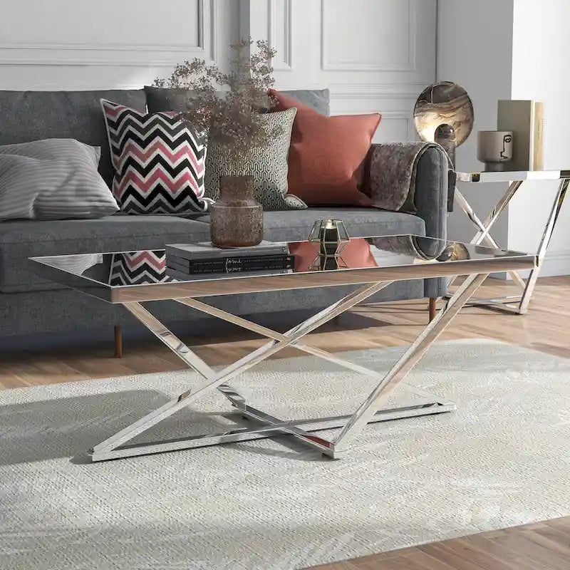 Marchat Glam Chrome 47-inch Mirror Top Coffee Table by Furniture of America