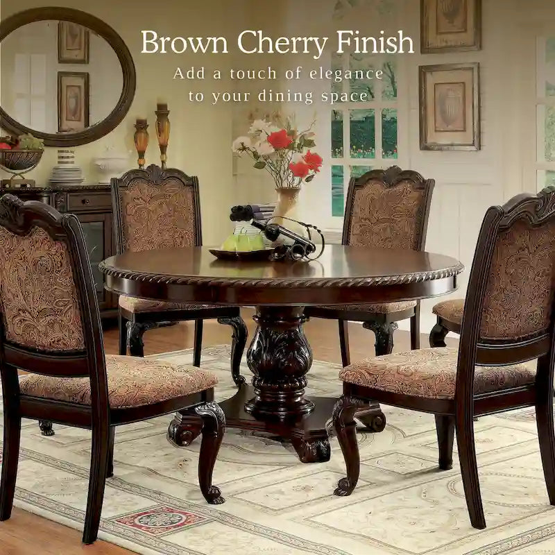 Furniture of America Kova Traditional Cherry Fabric Formal Dining Chairs (Set of 2)