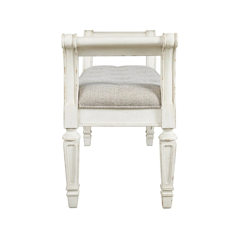 Realyn Vintage Casual Antique White Accent Bench