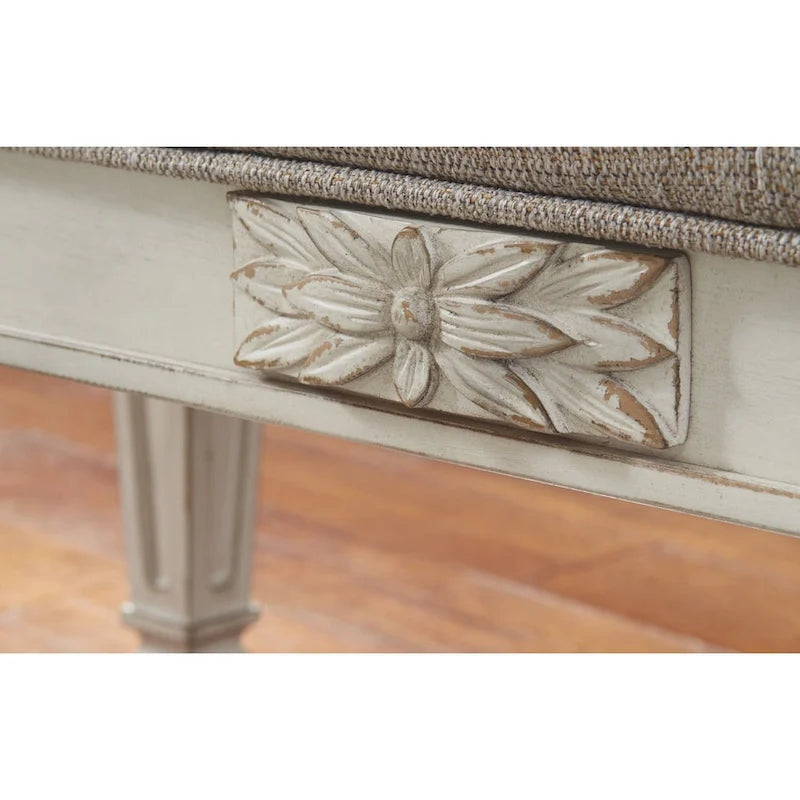 Realyn Vintage Casual Antique White Accent Bench