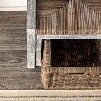 happimess Rustic 30  2 Drawer Wicker Storage Bench, Gray