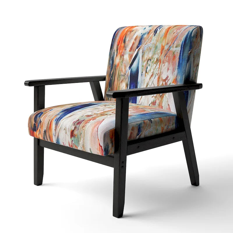Designart  Colorful Abstract Painting Strokes II  Upholstered Modern Accent Chair and Arm Chair