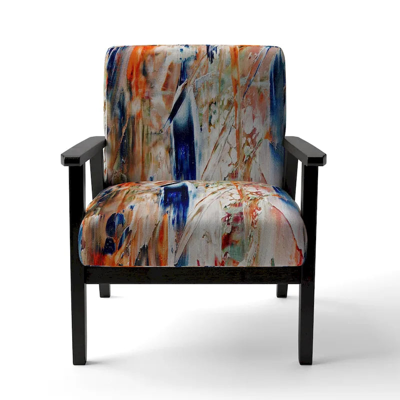 Designart  Colorful Abstract Painting Strokes II  Upholstered Modern Accent Chair and Arm Chair