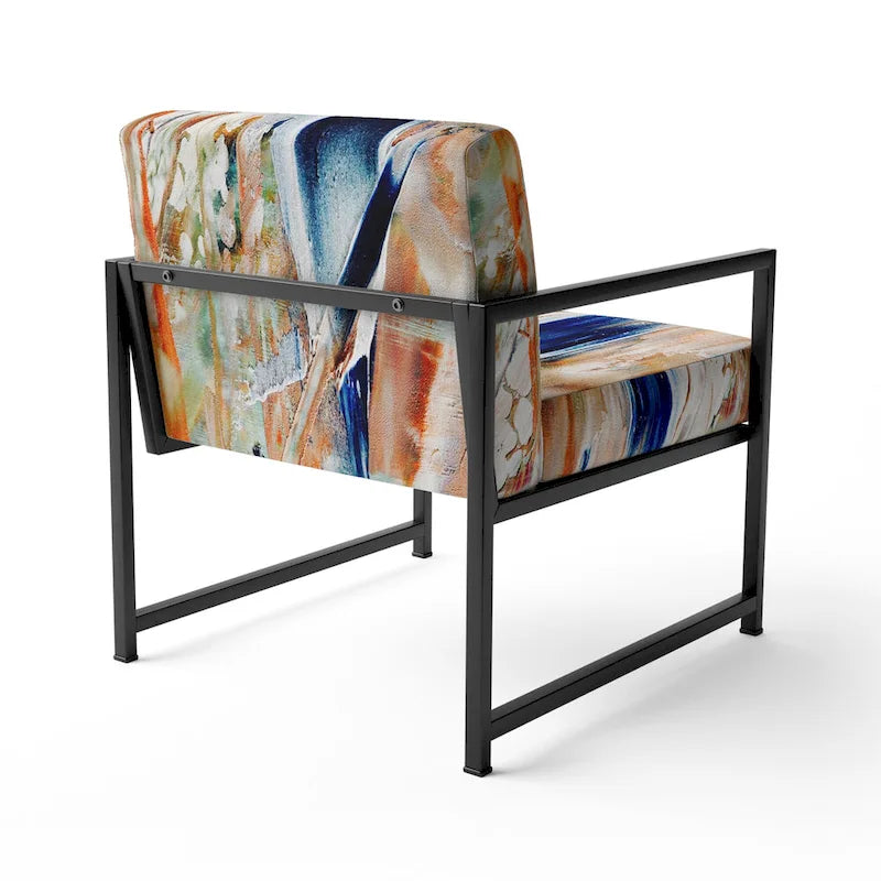 Designart  Colorful Abstract Painting Strokes II  Upholstered Modern Accent Chair and Arm Chair