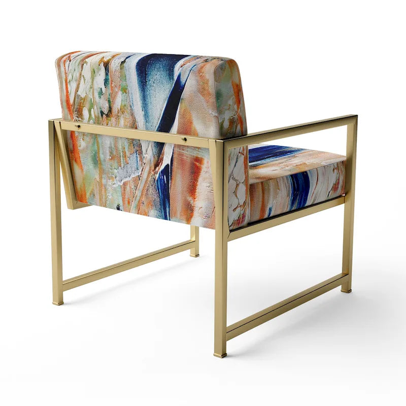 Designart  Colorful Abstract Painting Strokes II  Upholstered Modern Accent Chair and Arm Chair