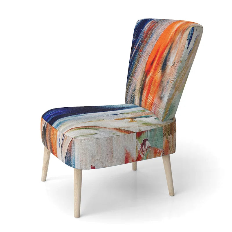 Designart  Colorful Abstract Painting Strokes II  Upholstered Modern Accent Chair and Arm Chair