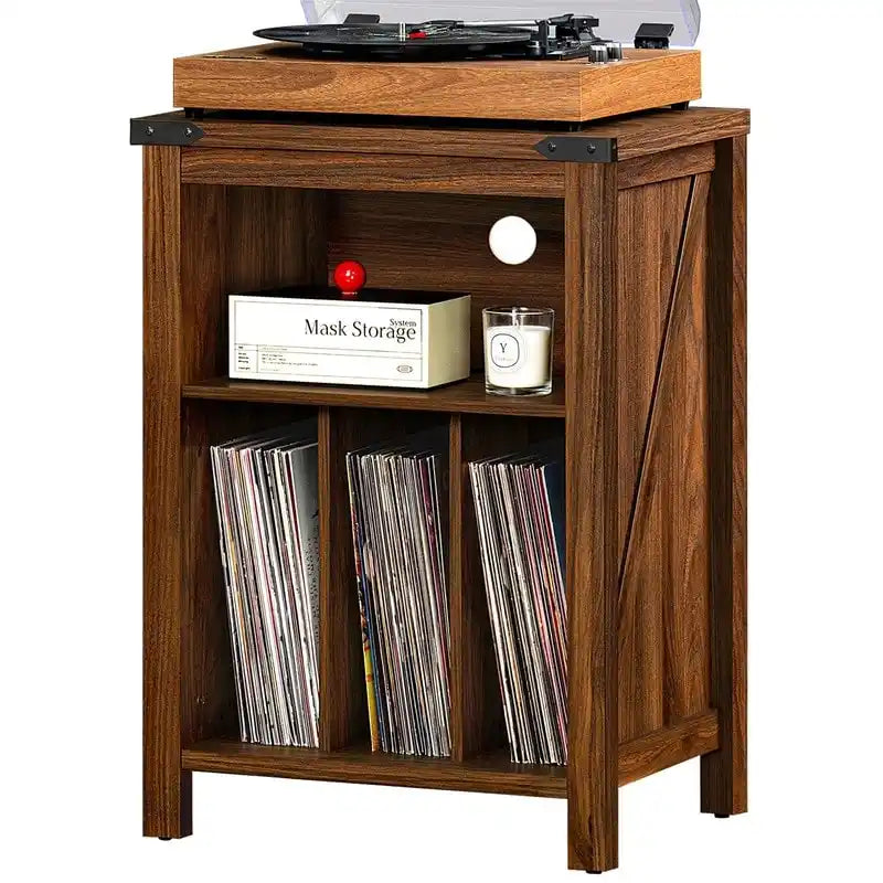 Record Player Stand with Vinyl Record Storage - 15.74 D x 19.68 W x 29.01 H