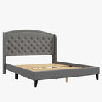 Upholsted Bed Frame with Wingback Headboard, Full Size
