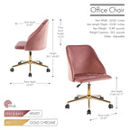 Porthos Home Ryo Swivel Office Chair, Velvet, Gold Chrome Legs