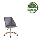 Porthos Home Ryo Swivel Office Chair, Velvet, Gold Chrome Legs