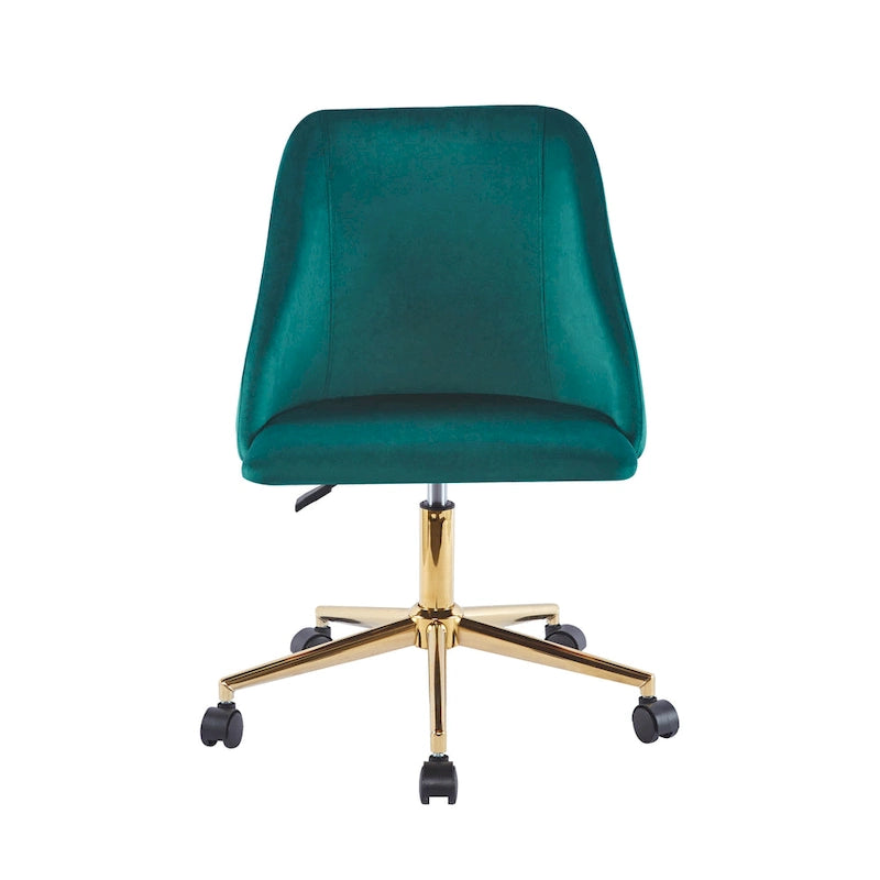 Porthos Home Ryo Swivel Office Chair, Velvet, Gold Chrome Legs