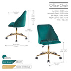 Porthos Home Ryo Swivel Office Chair, Velvet, Gold Chrome Legs