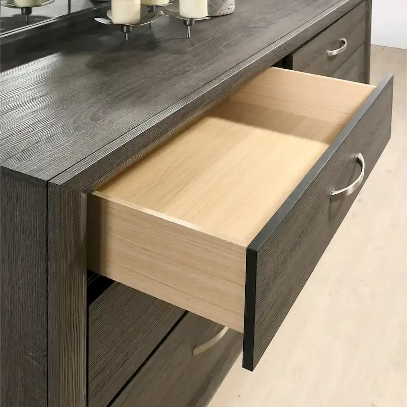 Roundhill Furniture Stout Panel Bedroom Set with Bed, Dresser, Mirror, Night Stand