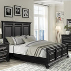 Roundhill Furniture Renova 4-piece Vintage Black Wood Panel Bedroom Set