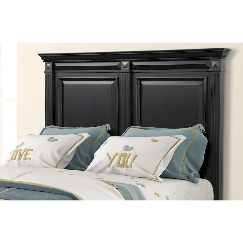 Roundhill Furniture Renova 4-piece Vintage Black Wood Panel Bedroom Set