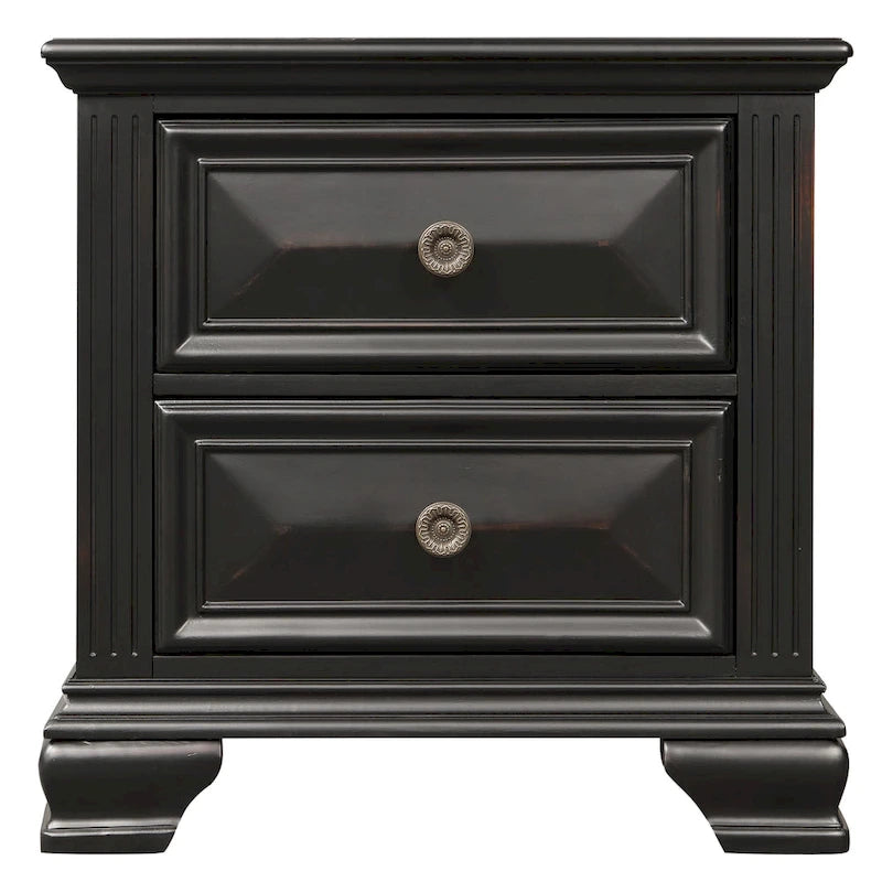 Roundhill Furniture Renova 4-piece Vintage Black Wood Panel Bedroom Set