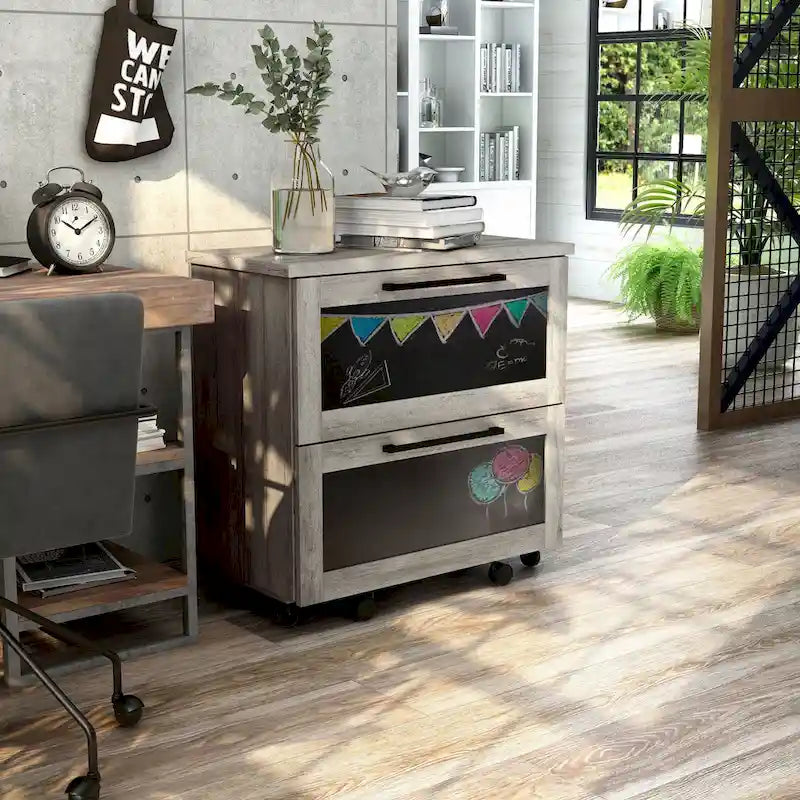 DH BASIC Rustic Grey 2-Drawer File Cabinet by Denhour