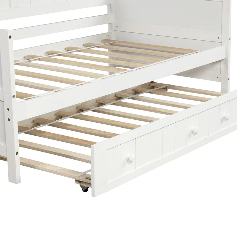 Nestfair Twin Size Wooden Daybed with Trundle Bed