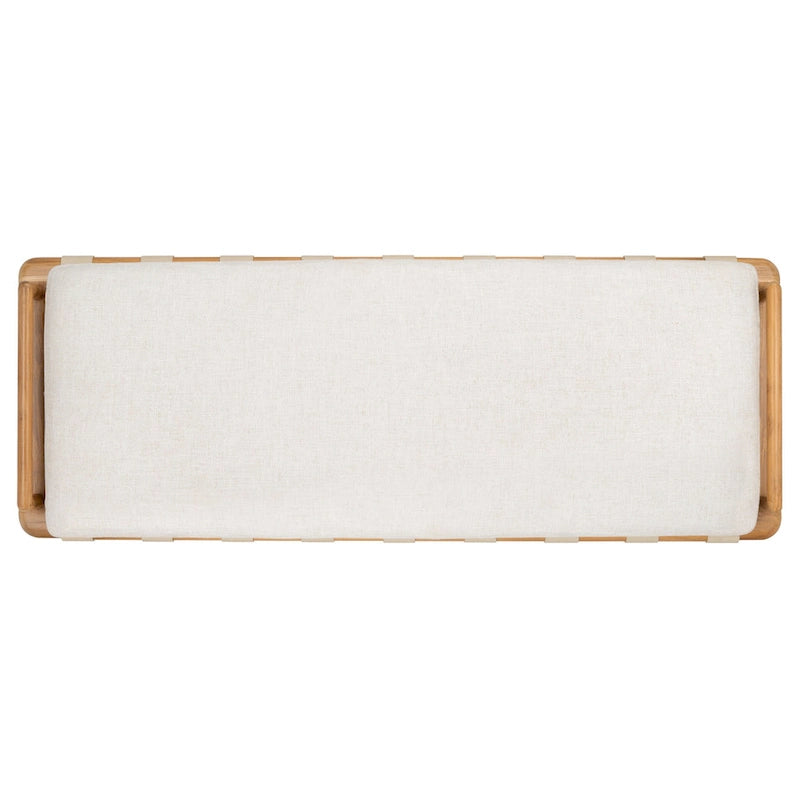 SAFAVIEH Couture Grizelda Teak Cushion Bench - 70 In W x 26 In D x 19 In H - 70Wx26Dx19H