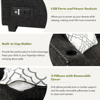 83.8  Sectional Pull-Out Sofa Bed L-Shaped Corner Sofa Couch with Storage Chaise, USB Ports, Power Sockets, Cup Holder for Livin