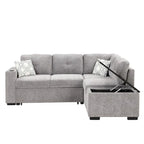 83.8  Sectional Pull-Out Sofa Bed L-Shaped Corner Sofa Couch with Storage Chaise, USB Ports, Power Sockets, Cup Holder for Livin