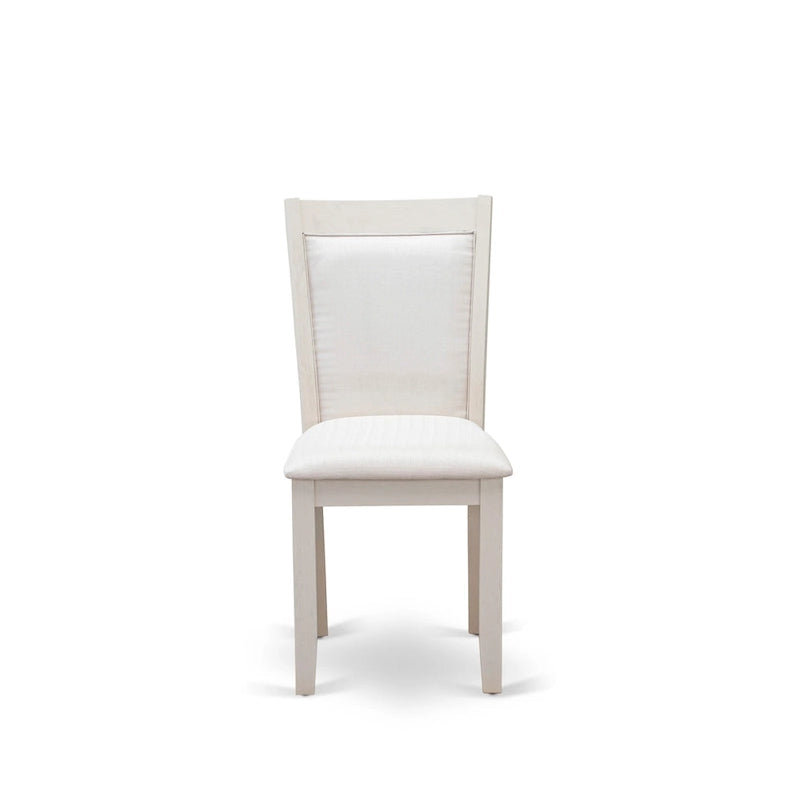 East West Furniture Dining Table Set- a Wooden Table and Cream Linen Fabric Parsons Chairs, Linen White(Pieces Options)