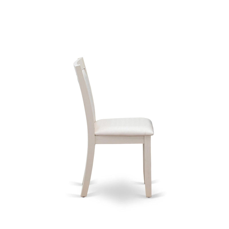 East West Furniture Dining Table Set- a Wooden Table and Cream Linen Fabric Parsons Chairs, Linen White(Pieces Options)