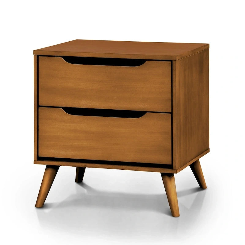 Fopp Mid-Century Modern Oak Wood 3-Piece Platform Bedroom Set by Furniture of America