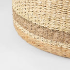 Mercana  Maya  Brown Striped Seagrass Round Coffee Table Pouf