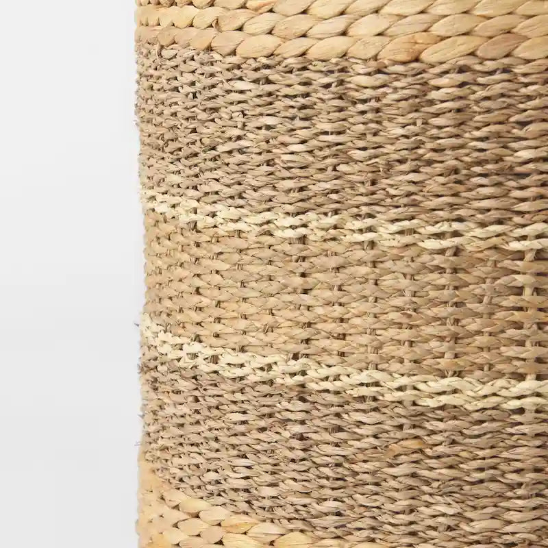 Mercana  Maya  Brown Striped Seagrass Round Coffee Table Pouf