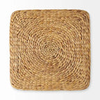 Mercana  Maya  Brown Striped Seagrass Round Coffee Table Pouf