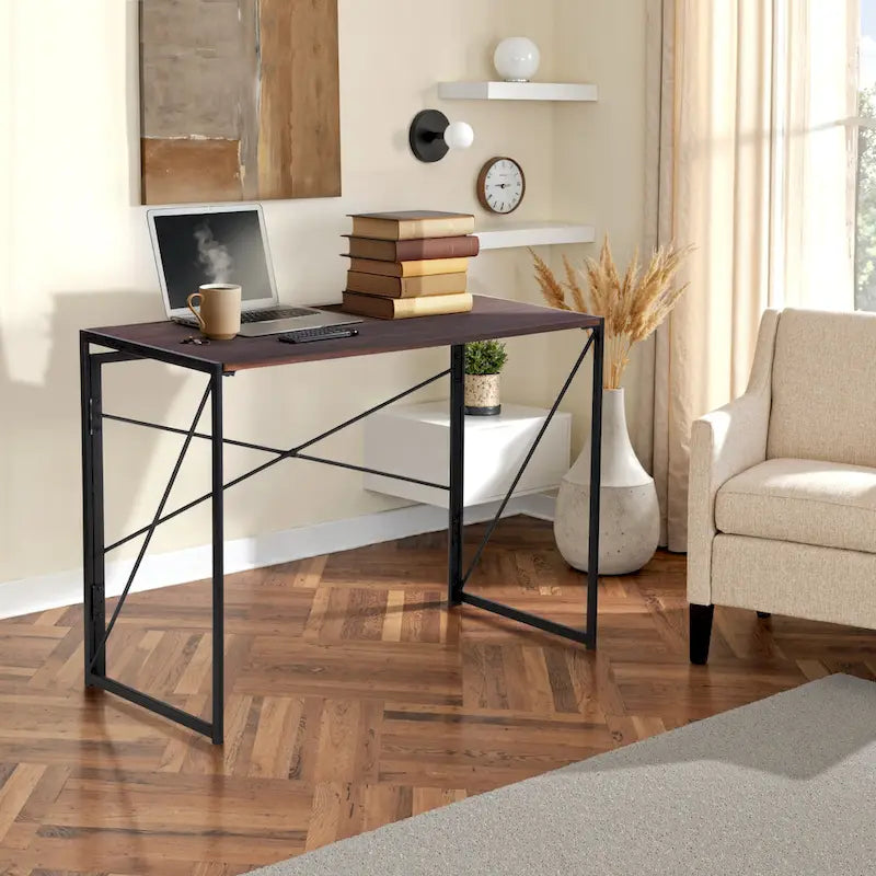 HomyLin 39  Simple Folding Study Writing Desk, No Assembly Required