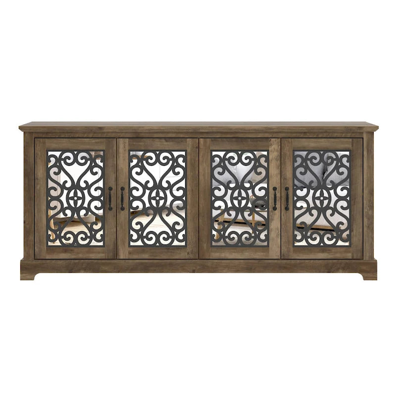 GALANO Calidia 68.2 in. Grey Stone 4-Door Wide TV Stand for TVs up to 75 in. - 68.2 L x 17.1 W x 29.3 H