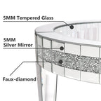 Round Glass Top Coffee Table with Crystal Inlay