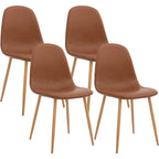 Washable PU Cushion Seat and Metal Legs Side Chair,Set of 4, Brown